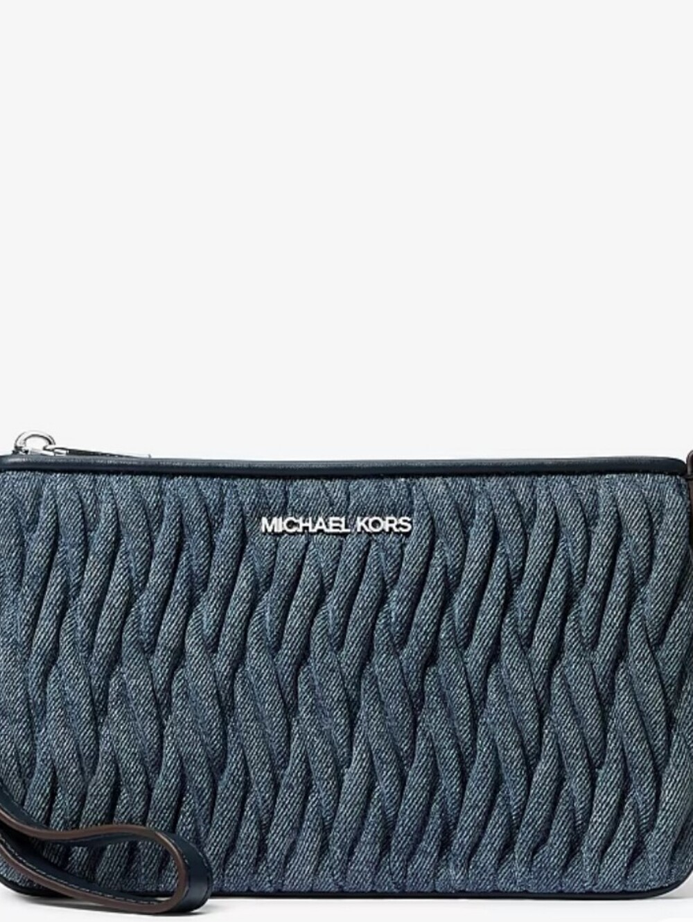 Michael Kors Jet Set Matelasse Denim Wristlet Hand Bag NWT - Picture 10 of 11